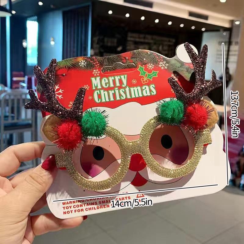Christmas Glasses Decorative Glasses with Sticker Christmas Decoration Gift for Girls Women Xmax Party Costume Accessory Navidad