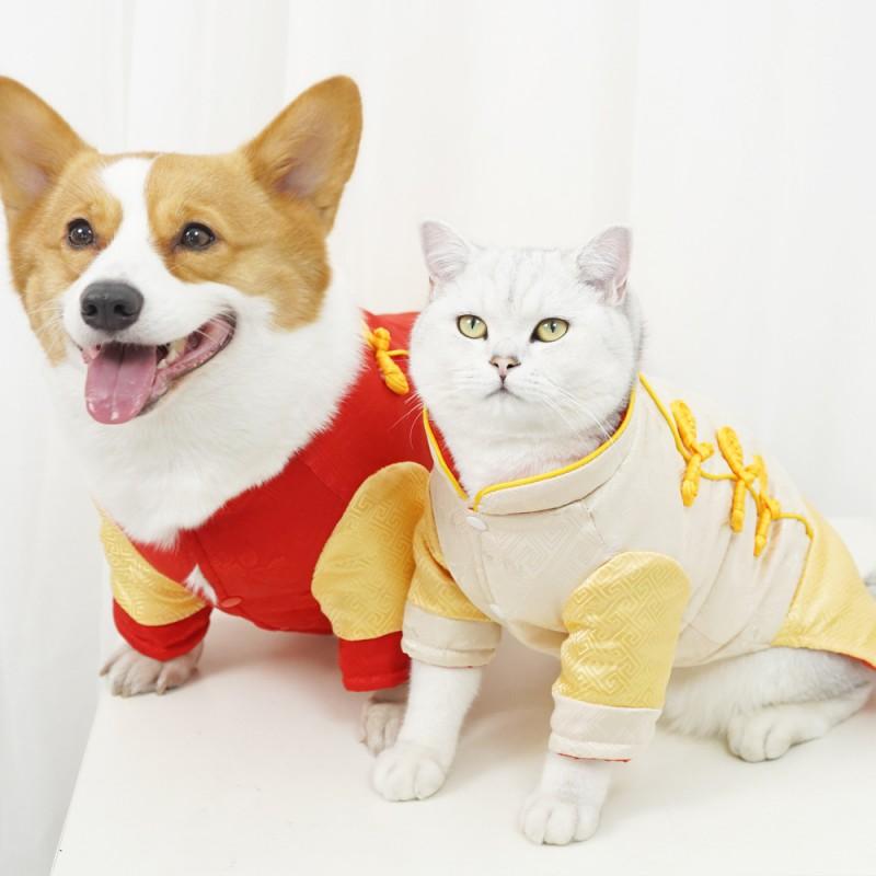 Red Chinese-Style Dog Winter Coat Small To Extra Large Breeds Warm Cotton Pet Outfit New Celebration