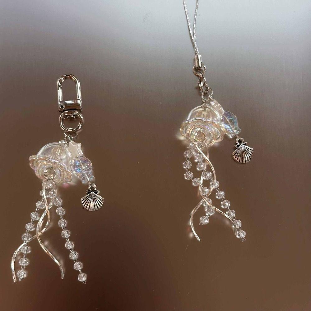 Ocean Theme Beaded Phone Lanyard Star Sea Shell Jellyfish Phone Charm Schoolbag