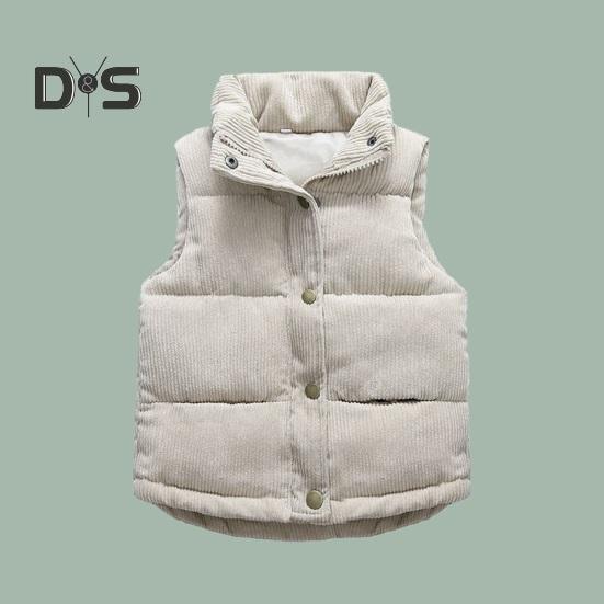 Детское зимнее пальто унисекс, толстый жилет без рукавов, застежка на молнию и пуговицы, с подкладкой, однотонный отложной воротник, спортивная повседневная жилетка, пальто