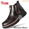 Men Elevator Shoes Height Boots Heightening Man Increase Insole 7Cm Leather Martin Cowboy