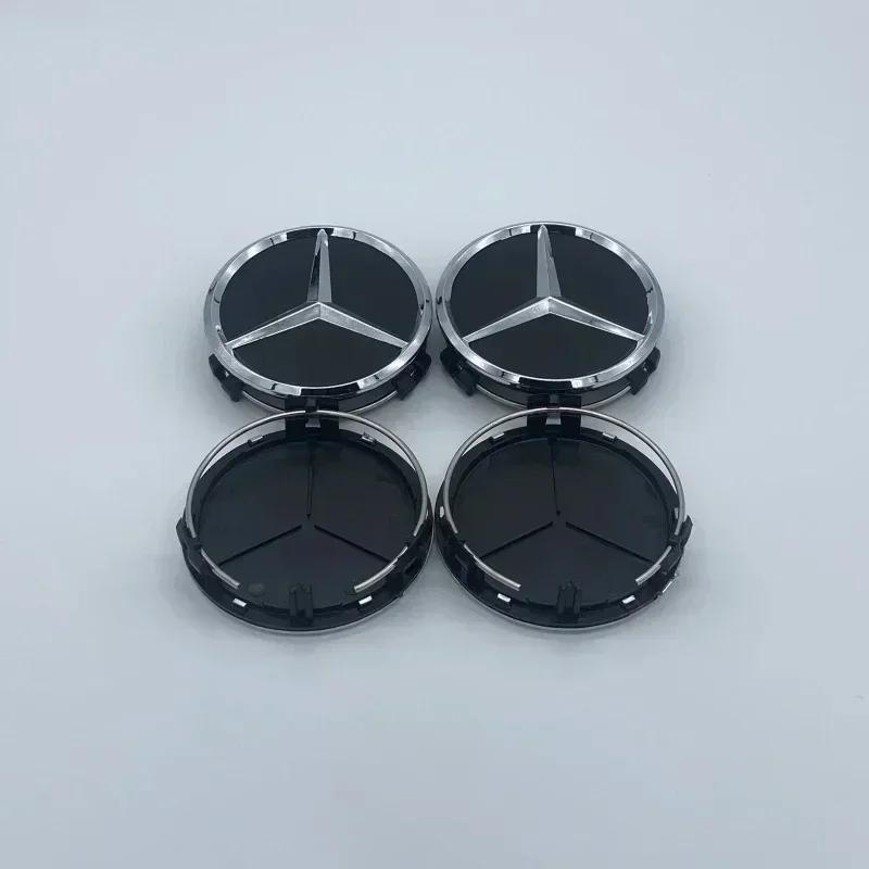 4Pcs/set 75MM/60MM Car Wheel Center Hub Cap Covers Mercedes Benz Amg Black Badge Rim Cover Auto Style Decorate Accessories