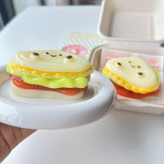 Layered Sandwich Stress Relief Toy, Slow Rising Cartoon Sandwich Squeeze Toy, Detachable Sandwich Fidget Toy for Kids Adults