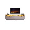 Meuble TV - MUVOE - Design incurvé - Blanc brillant - Éclairage LED