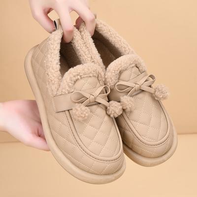 Женские лоферы Зимние плюшевые теплые балетки Повседневная обувь для дома и улицы Нескользящая мягкая подошва Женская хлопковая обувь Послеродовая обувь Mujer