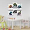 Monster Truck Posters Wall Art Prints for Boys Room Decor,Watercolor Monster Truck Car Posters For Boys Kids Room Decorations,Nursery Kids Room