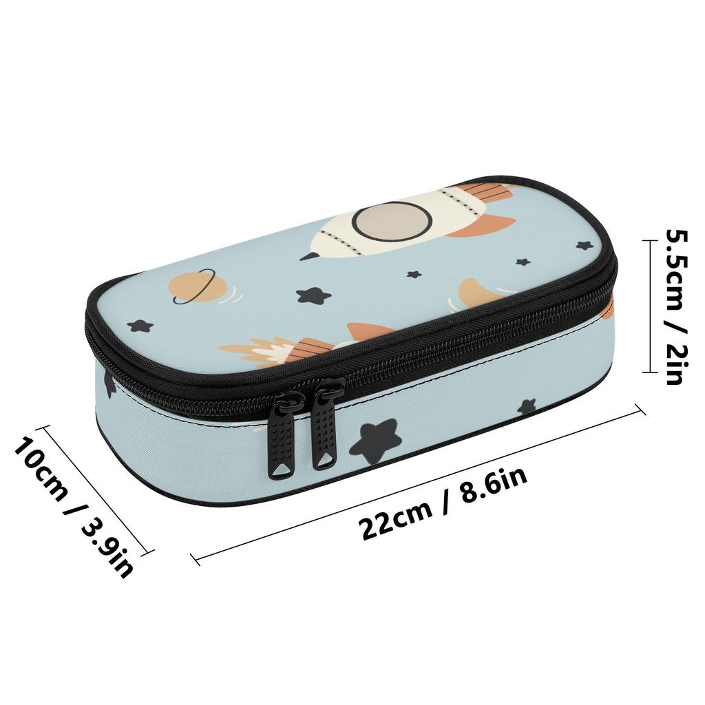 School Pencil Case Printed 300D Polyester Easy Open Zipper with Main Pocket Mesh Layer and Removable Pen Divider for Students