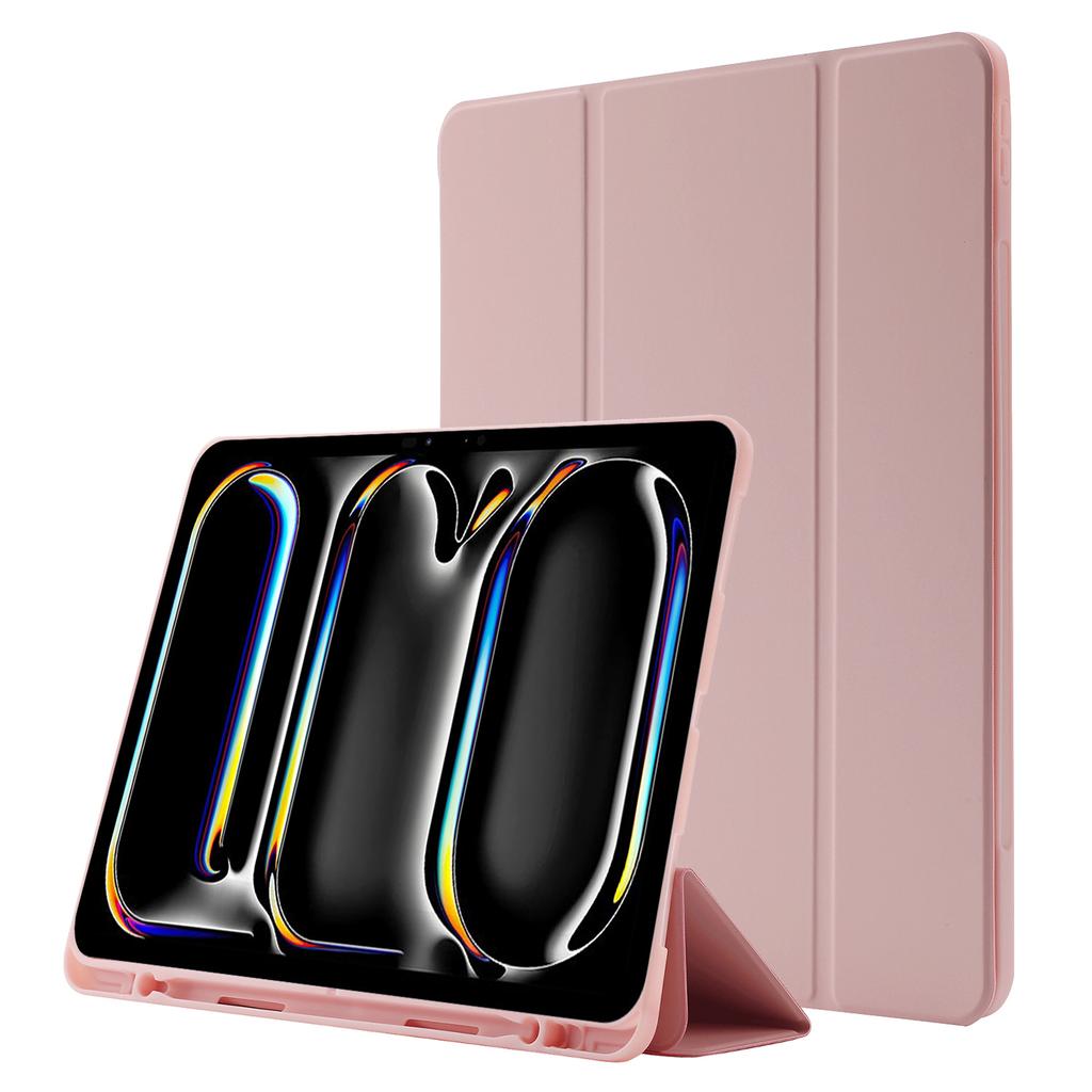 Для iPad Про 13 (2025)/13 (2024) Чехол-книжка с покрытием Skin-Touch, кожаный, трехскладной, с подставкой и держателем для стилуса, для планшета