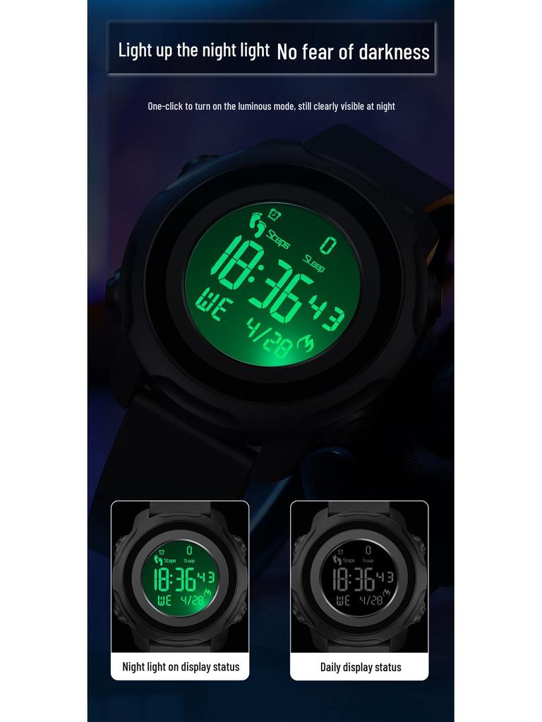 Sanda Waterproof Digital Watch with Step Counter, Calorie Tracker, Alarm, and Multifunctional Features for Outdoor Sports