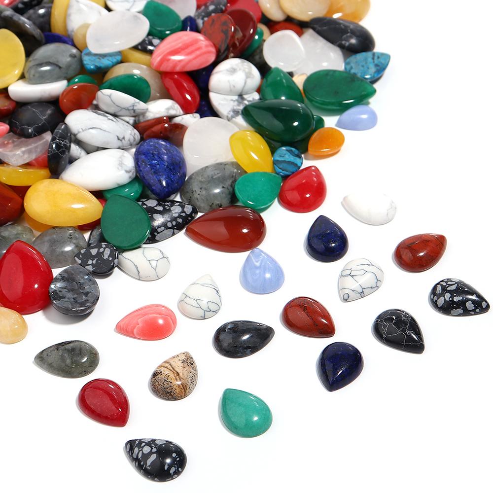 2-10pcs Droplet shape Natural Stone Cabochons Onyx Malachite Amethyst Cabochon Beads Cameo For DIY Earrings Necklace Accessories