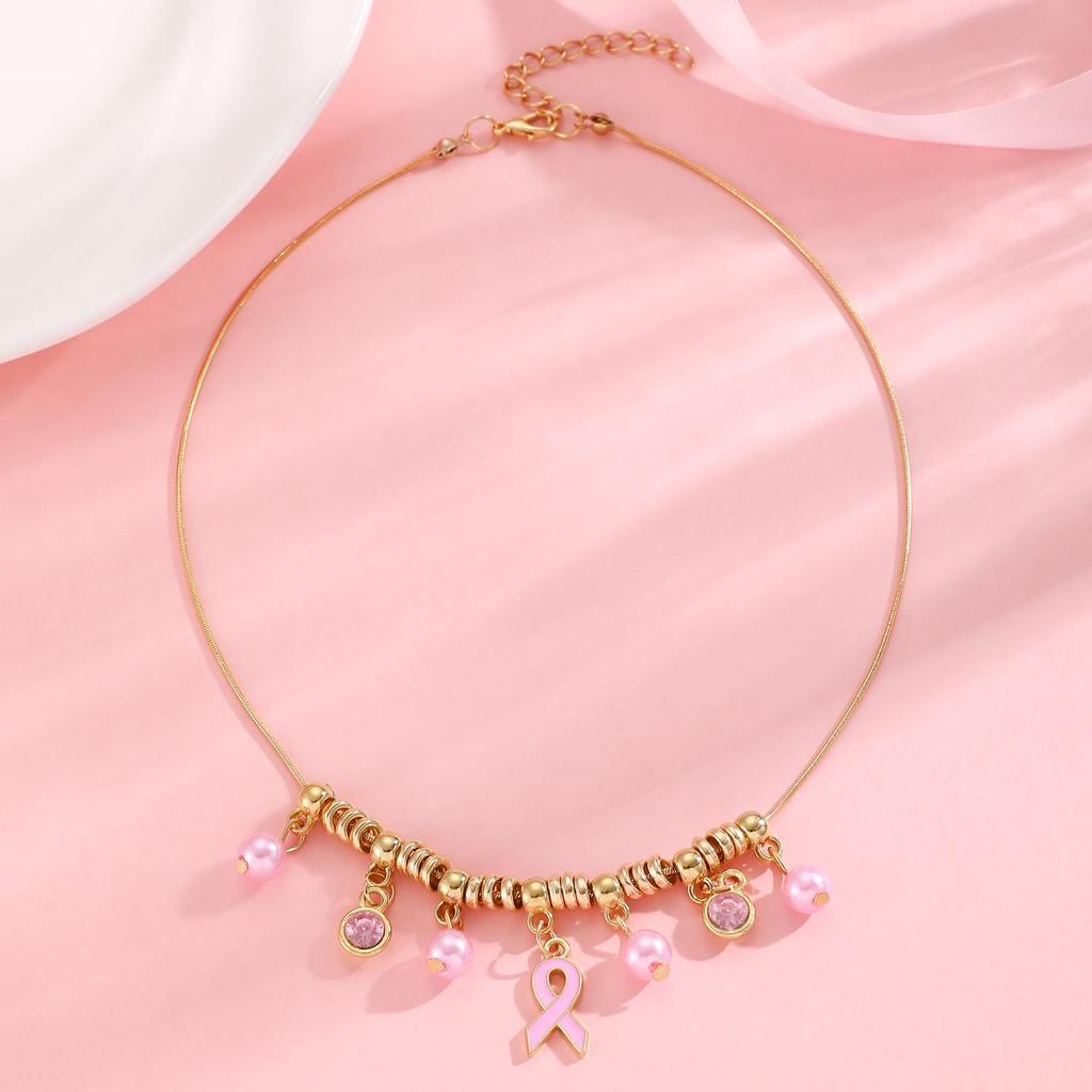 Ожерелье в знак осведомленности о раке молочной железы и Браслет для профилактики СПИДа с значком красной ленты