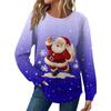 Женская мода Рождественский свободный топ с длинным рукавом и круглым вырезом