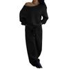 Women's Casual Crew Neck Sweatshirt Pants Set 2026 Fall Winter Loose Loungewear Knit 2 Piece Outfit
