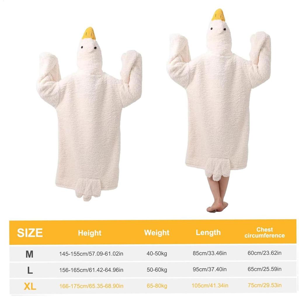 Wearable Blankie Hoodie Geese Shape Oversized Wearable Blanket Loose Warm Pajamas for Adults Teens Men Winter Lounging Reading