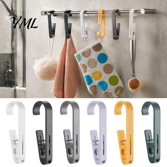 Wall Hangers for Small Objects Laundry Hook with Clip, Non-Drilling ABS Closet Organizer, Multi Purpose Punch Free Mounting Clips Durable Anti-slip