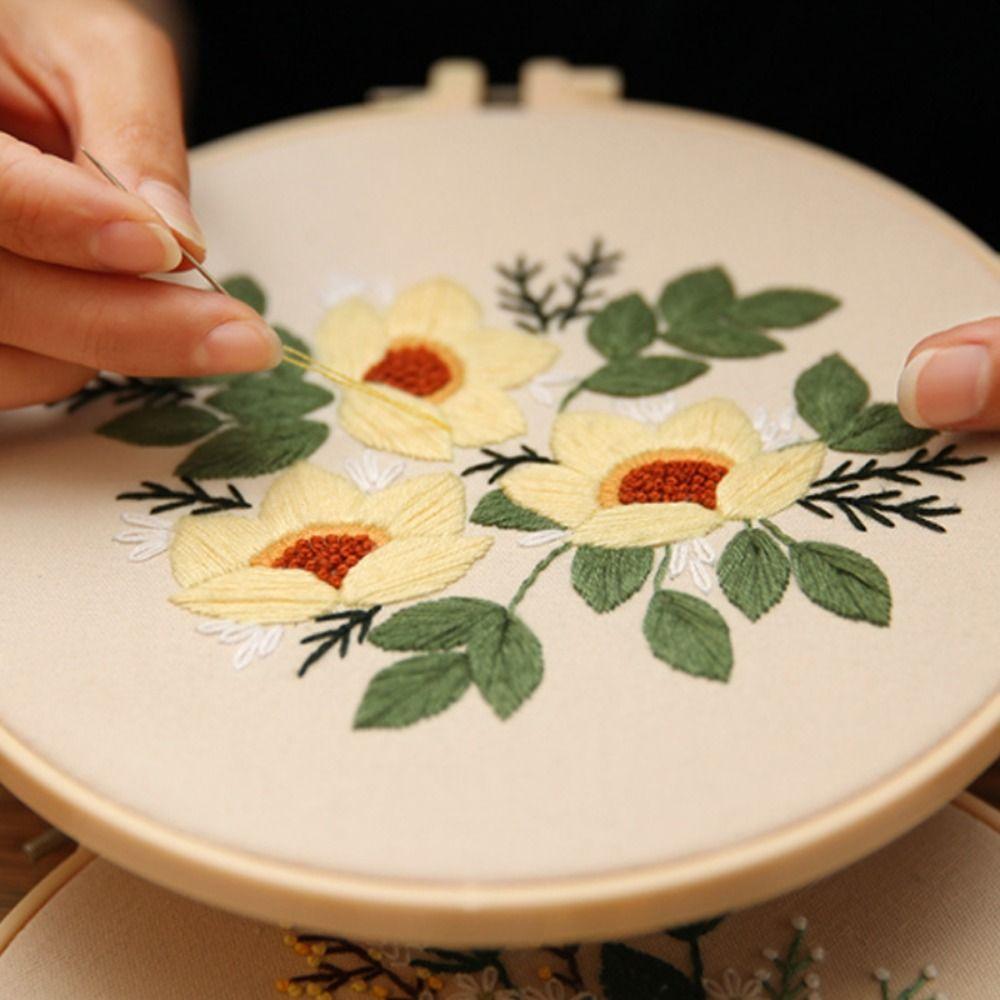 DIY Flower Embroidery Kit Floral Patterns Embroidery Set Home Decor Cross Stitch Set Adults