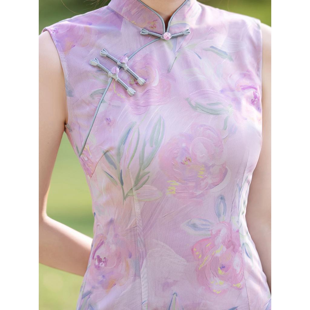 New Chinese national style gentle and improved cheongsam dress women's summer new thin waist dress