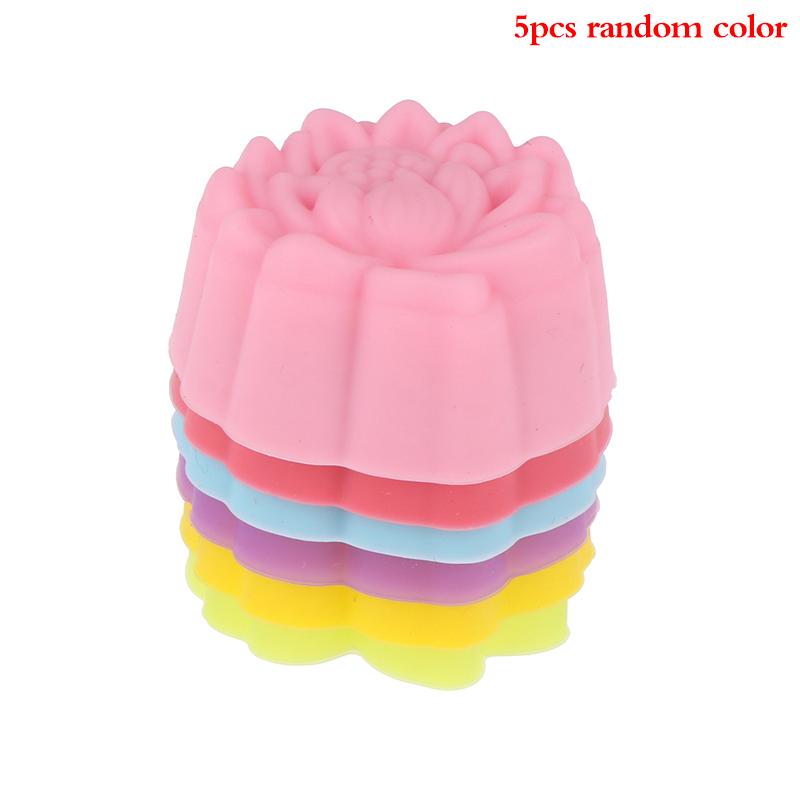 5 шт. 3/5 см силиконовая форма в форме лотоса, многоразовые формы с антипригарным покрытием для выпечки кексов и кексов