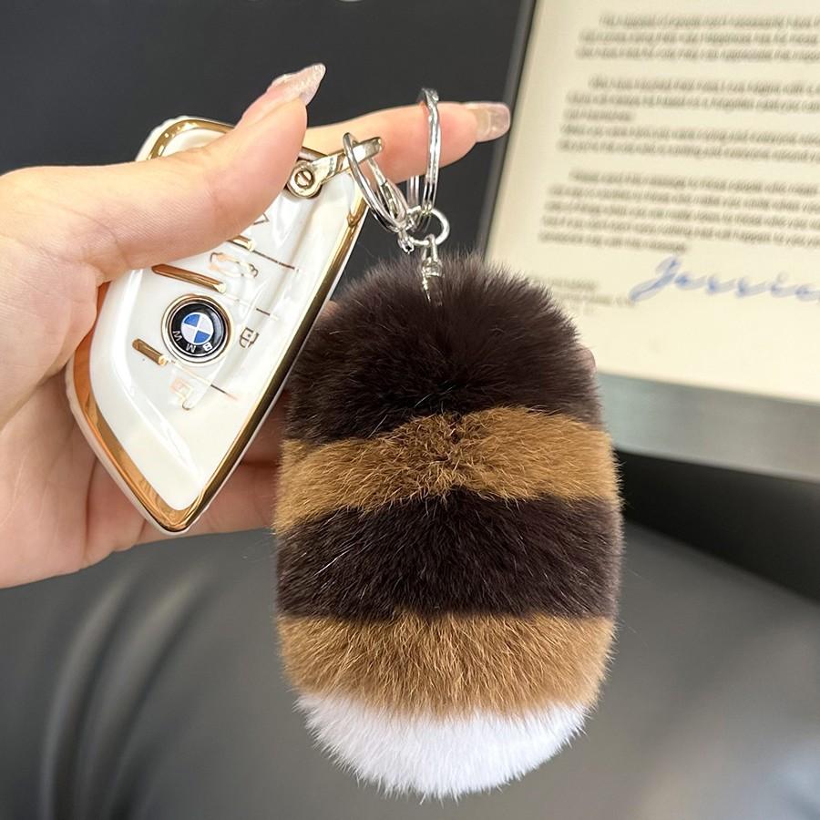 [Cute Little Tail] Imitation Mink Fur Car Keychain Pendant Plush Doll School Bag Pendant Gift