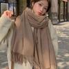 Autumn And Winter New Imitation Cashmere Scarf Solid Color Thickened Warm Fashion Versatile Tassel Shawl High-End