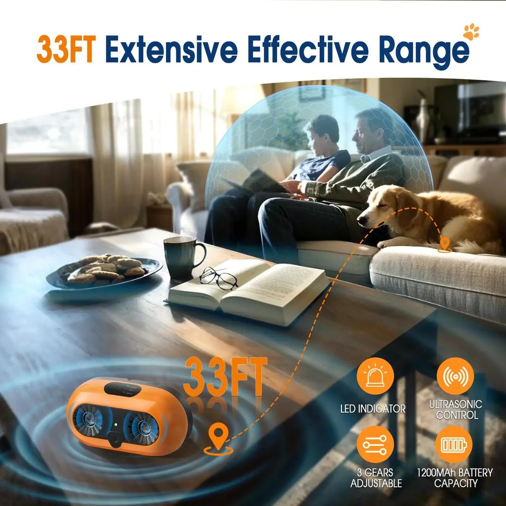 Устройство против лая для собак, звуковой отпугиватель лая с 3 режимами, перезаряжаемая коробка для лая, устройства контроля лая, IP45 всепогодный
