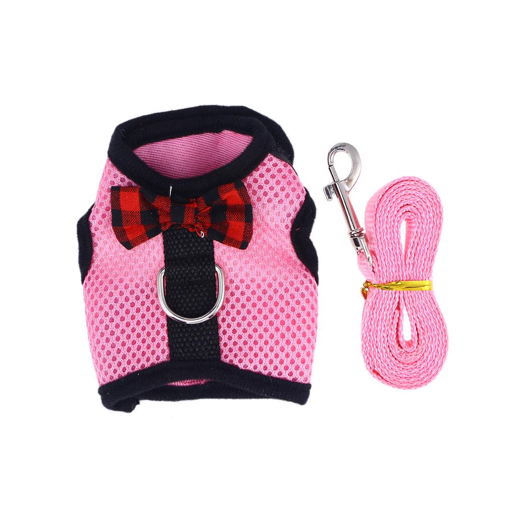 High Quality Lightweight Pet Harness with Leash Breathable Air Mesh for Small Pets Rabbit Hamster Cat Dog Comfortable Bow Design