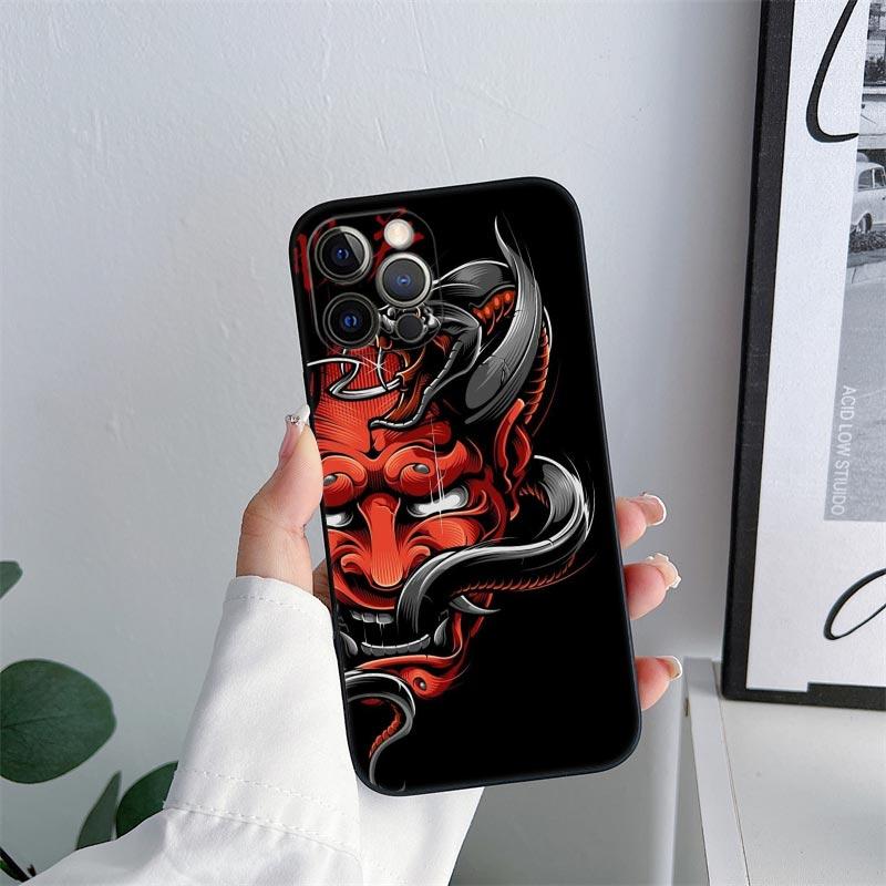 Чехол для телефона с татуировкой маски Ханя самурая для iPhone 11 15 Pro Max Чехол Coque 14 Plus 13 Pro 12 11 X S XR 7 8 SE 2020 Мягкий чехол из ТПУ