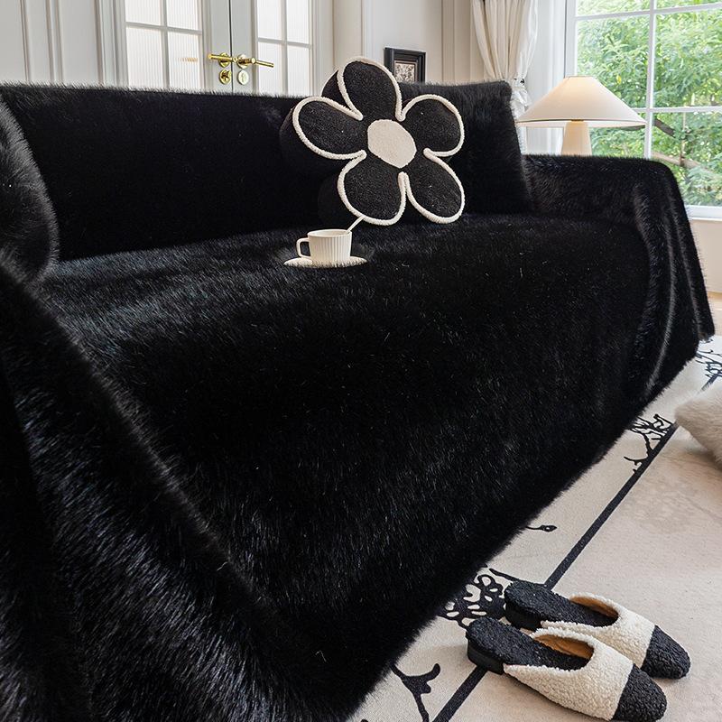 Зимнее норковое полотенце для дивана, кремовый стиль, чехол для дивана, нескользящее теплое одеяло для диванной подушки