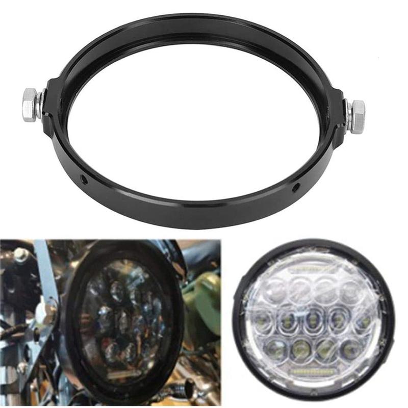 Universal 5.75 Inch Aluminum Round Headlight Housing Headlamp Trim Ring Mount Bracket Motorcycles