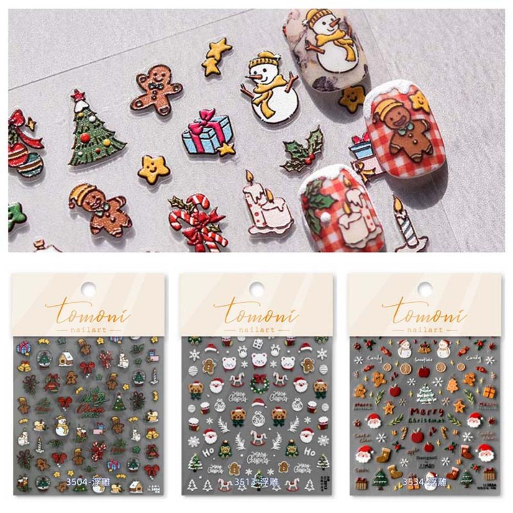 Embossed Stickers Christmas Nail Decals Christmas Nail Charms Christmas Nail Decorations  Winter