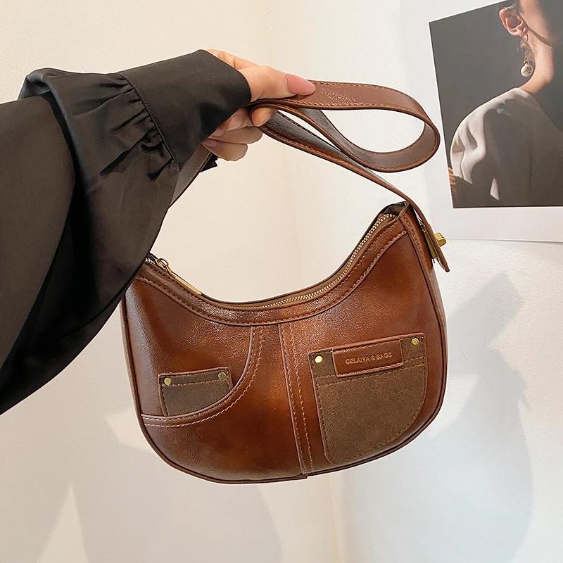 Сумки через плечо из цельного ПУ полумесяца, высокое качество, чувство роскоши, дизайнерский стиль, индивидуальность, модные женские сумки через плечо