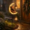 Metal Snowflake Garden Stakes Highland Cow Moon Solar Light, Christmas Seasonal Landscaping Decor Stake Powered Outdoor Yard Lawn Path Decoration