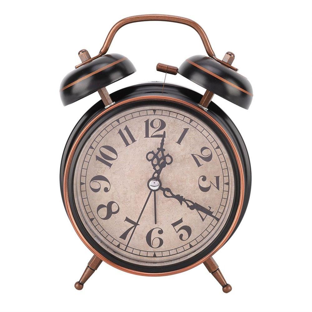 Silent Movement Desktop Clock Black&Gold Ringing Alarm Clock Retro Alarm Clock  Dormtory