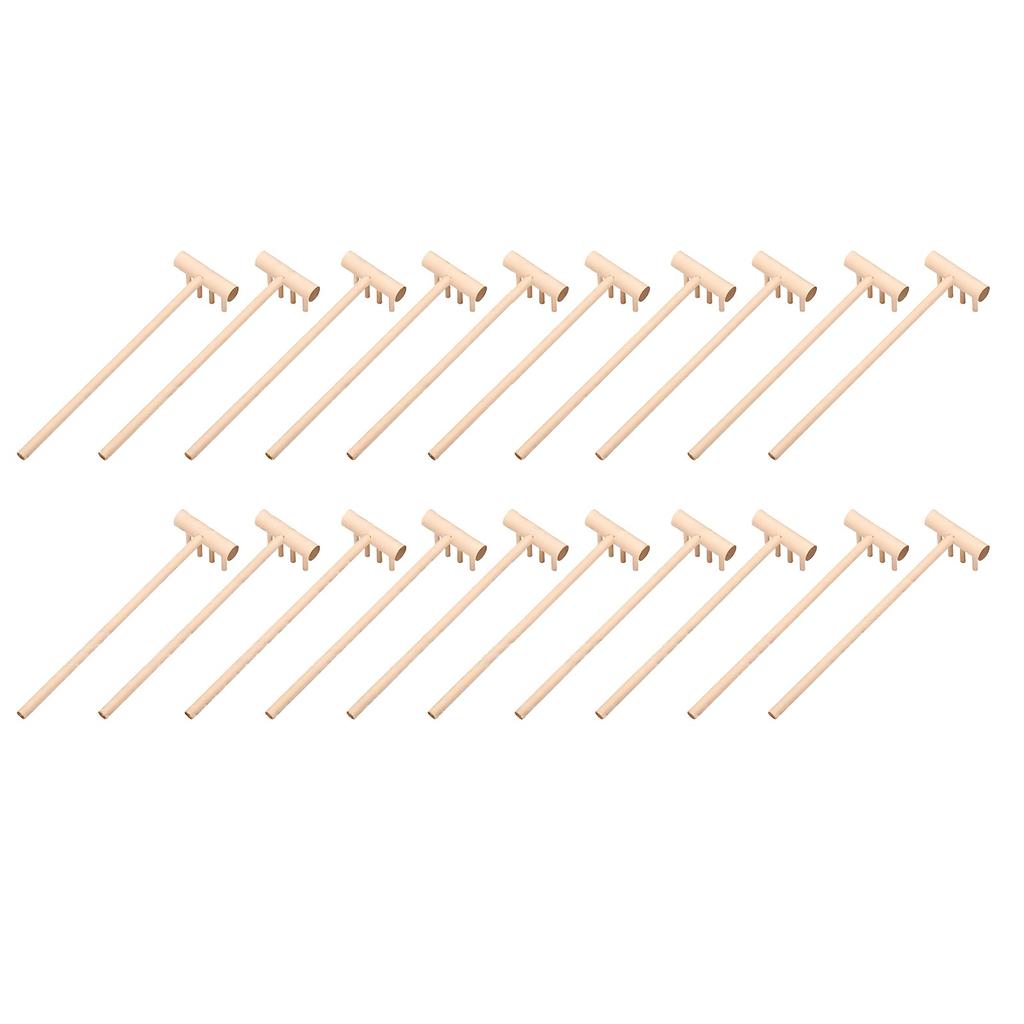 20 Pcs Wooden Mini Zen Garden Rake 4 Prong T Shaped Zen Garden Accessories for Home Office Decor