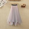DX~~ New Irregular Skirt Women's New High Waist and Slim Double-color Gauze Skirt In Spring Long Gauze Skirt