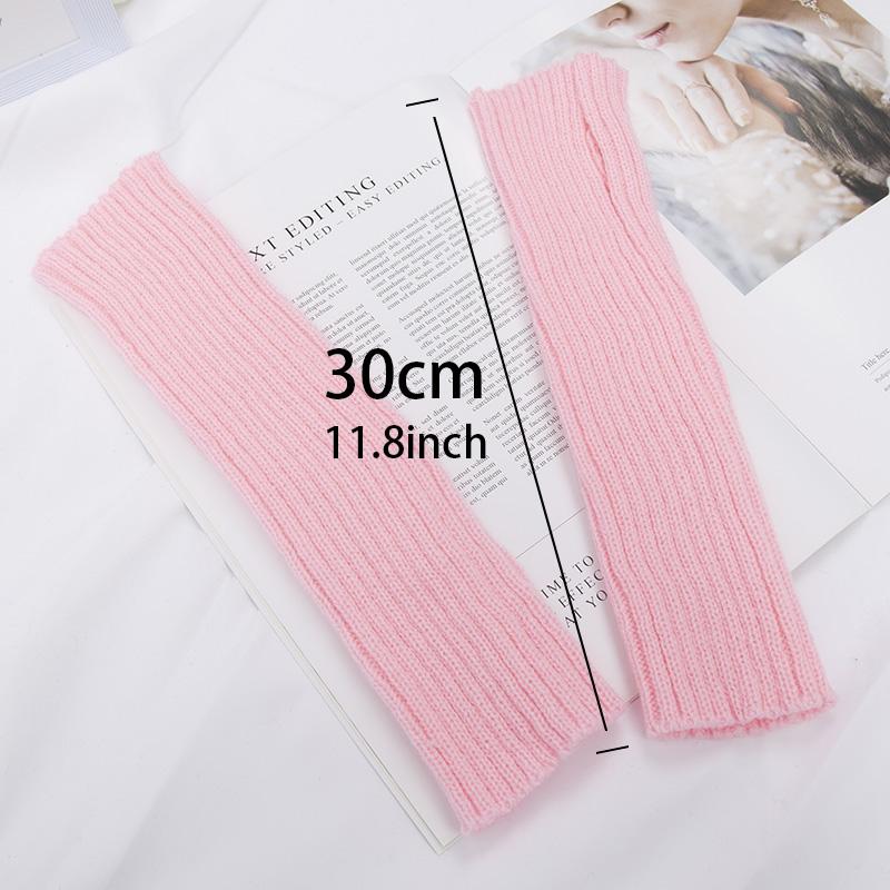 2020Long Fingerless Gloves Women Mitten Winter Arm Warmer Kawaii Knitted Sleeve Soft Girls Anime Clothes Punk Gothic Lolita Gloves