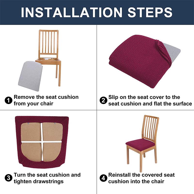 Съемный чехол на сиденье обеденного стула, жаккардовые чехлы на обеденный стул, эластичный чехол для подушки сиденья, чехол для кухонных стульев