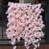 2.3m Flower Garland Artificial Flower String With Leaves Silk Sakura Cherry Blossom Ivy Vine For Home Garden Wedding Arch Decor
