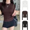 2025 Women's Slim-Fit Waist-Hugging Long-Sleeve T-Shirt – Versatile, Solid Color for Spring and Autumn