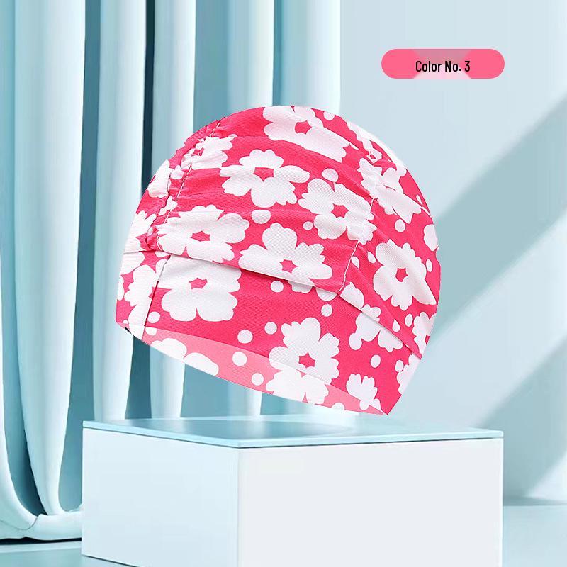 Женская купальная шапочка большого размера с цветочным плиссе - Неплотная посадка, однотонная, модный тканевый дизайн