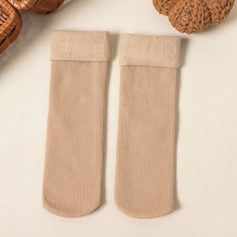 Female Winter Fleece Warm Socks Soft Comfortable Solid Color Home Floor Thick Stocking Soft Boots Sleeping Socks New