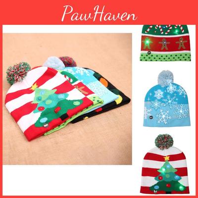 Разноцветные светодиодные вязаные рождественские шапки для взрослых и детей. Идеальный праздничный декор