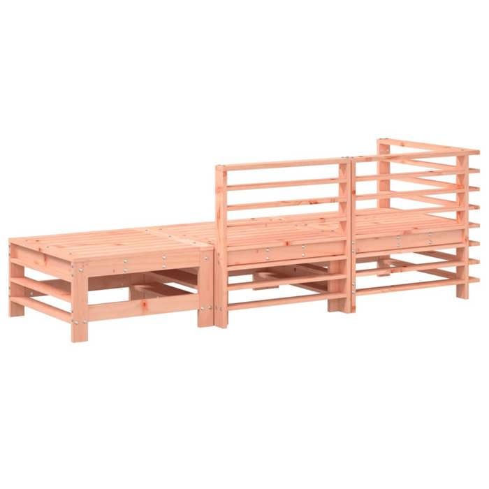 VidaXL Salon de Jardin 3 pcs, Canapés avec Repose-pieds, Sièges avec Dossier et Accoudoir, Meubles de Terrasse Patio, Bois 825651