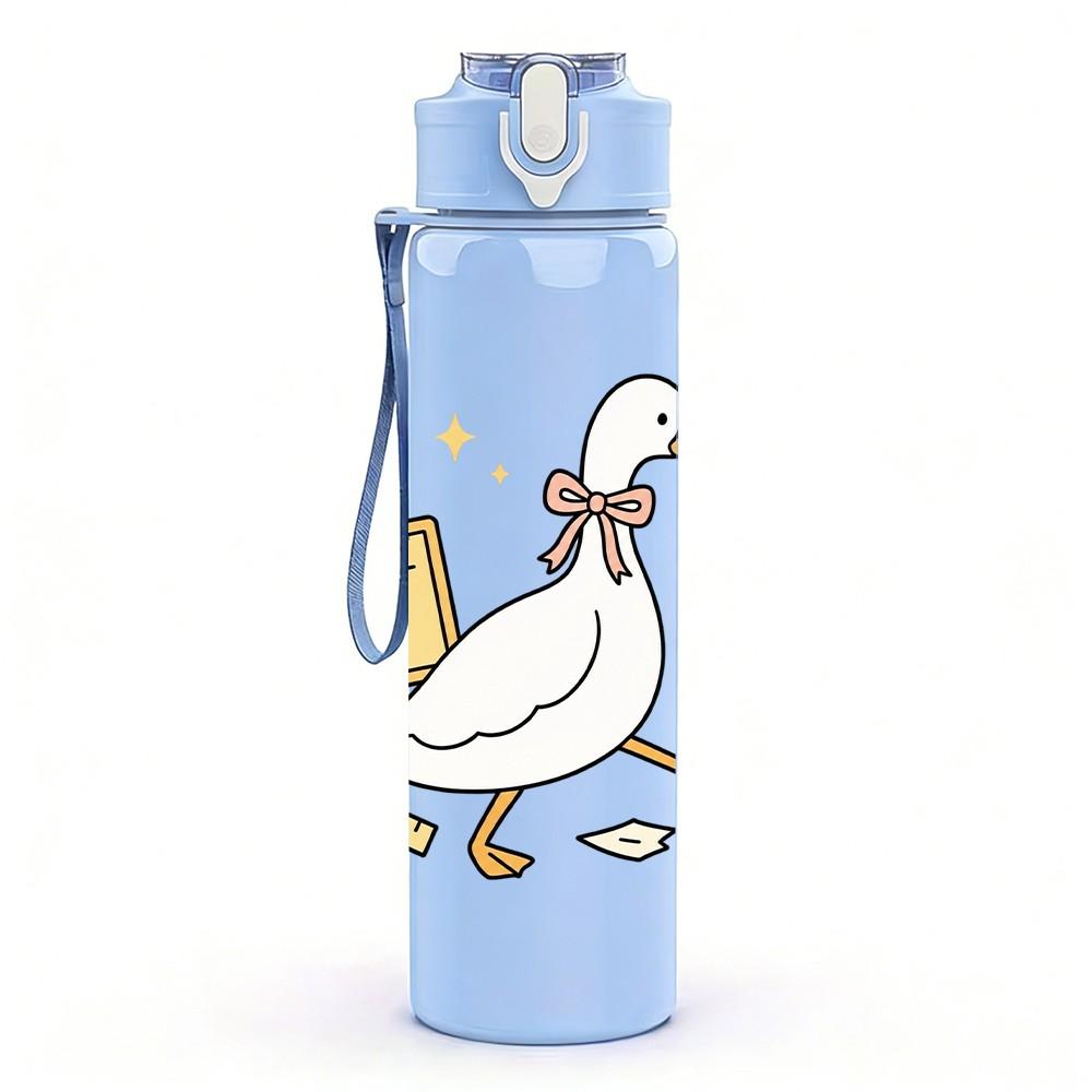1PC Floating Duck Bath Tub Pattern 750ml Color Plastic Sports Water Bottle Leakproof Flip Straw Lid Suitable for Sports Office Home Use