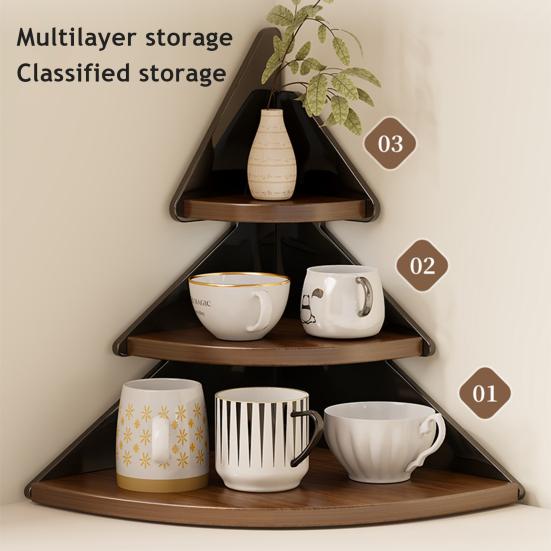Угловая полка-подставка для чашек 3-ярусный деревянный кухонный органайзер для кружек, кофейных чашек, экономящая место настольная стойка для хранения для столешницы