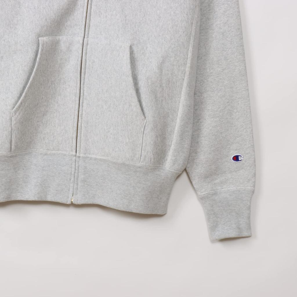 Парка с длинным рукавом, подкладка из чесаного хлопка, США, толстовка с капюшоном и застежкой-молнией, серебристо-серый, размер L [Champion], плотность 11,5 унций(р) ОБРАТНОЕ ПЛЕТЕНИЕ(р) C3-Y134 Мужской