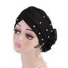 Shiny Silk Head Scarf Hair Loss Women Cancer Chemo Cap Pearls Turban Cap Big Flower Muslim Hat