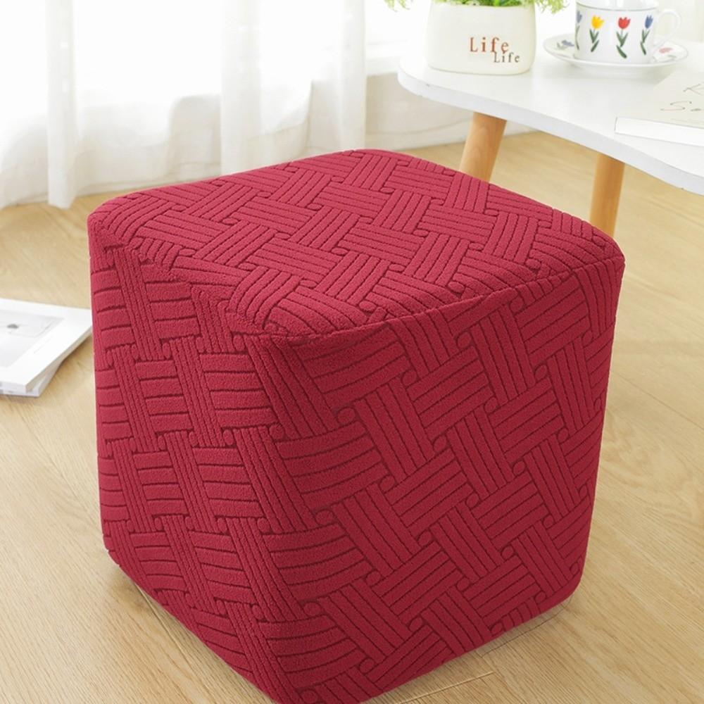 T-Shape Jacquard Ottoman Cover Solid Color Footrest Slipcover New Square Stool Cover Home Decor