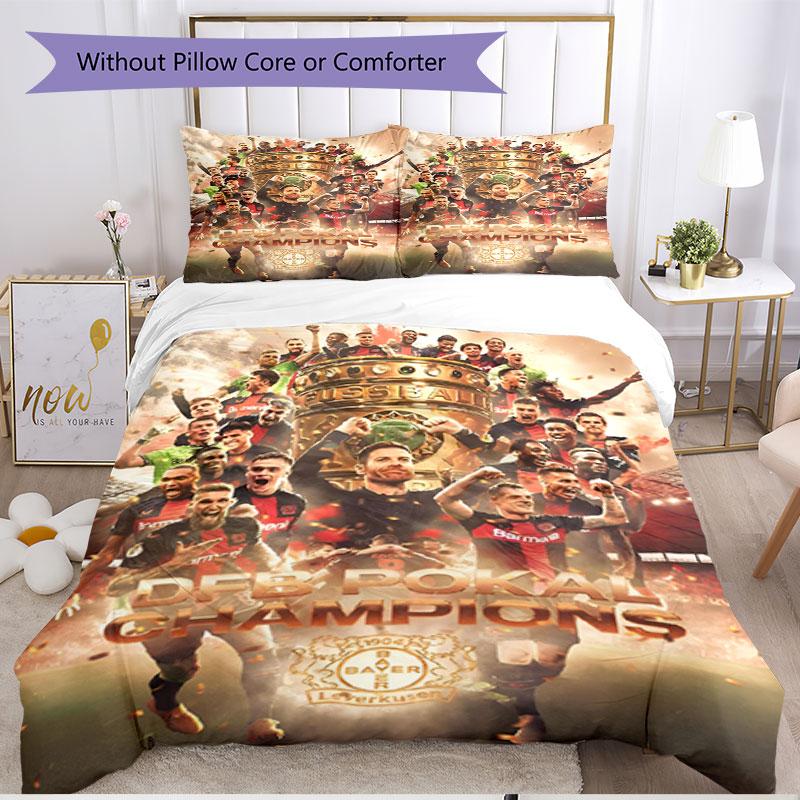 3pcs Duvet Cover Set (1*Duvet Cover + 2*Pillowcase, Without Core), Bayer 04 Leverkusen Print Soft All‑Season Bedding Set, Home Bedroom Decor Gift