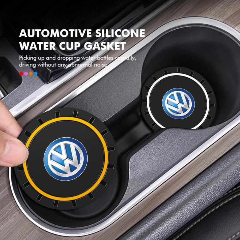 Emblems For Volkswagen VW 2pcs Car Cup Holder Anti Slip Insert Coasters Pads Accessories Polo Jetta Sagitar Magotan Passat B5 B6 ze1